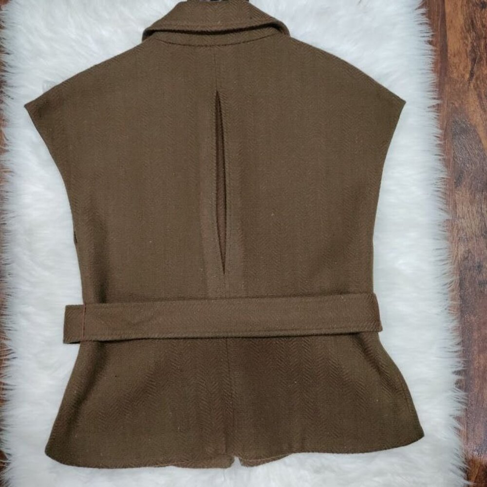 Millard Fillmore Brown Wool Blend Collared Belted Vest Women's Size Medium - Picture 6 of 10